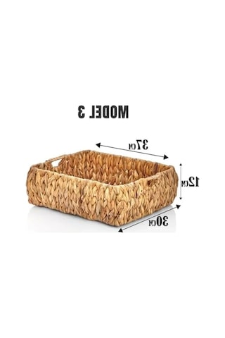 El Yapımı Hasır Bombeli Dekoratif Sepet - 37 X 30 X 12 Cm -