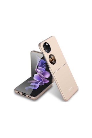 Rba Aksesuar Huawei P50 Pocket Kılıf Rba Sert Kıpta Kapak - Gold Altın