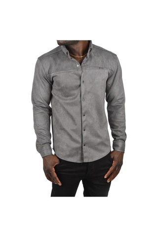 Deepsea Erkek Füme Çıtçıtlı Süet Gömlek 2500556 Füme