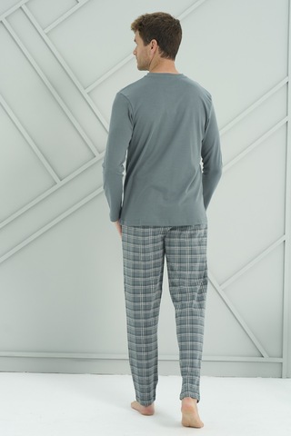 Erkek Interlok Penye Uzun Kol Pijama Takımı 2230 Yeşil Yeşil