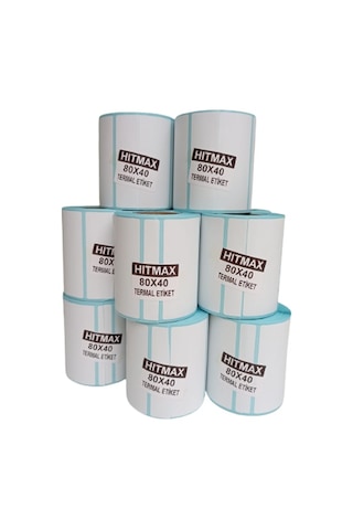 80X40 TERMAL ETİKET TOPLAM 12 RULO 1.KALİTE (TAM METRAJ)