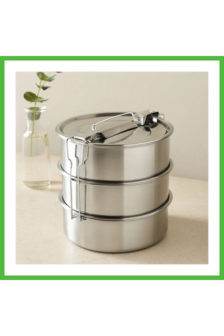 Vaveni 3 Katlı Çelik Sefer Tası 16 Cm - Yemek Taşıma Kabı Arz