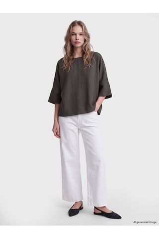 Lcw Vision Antrasit Bisiklet Yaka Oversize Bluz