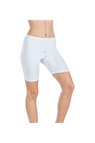 Likralı Battal Kısa Kadın Tayt 412b Beyaz