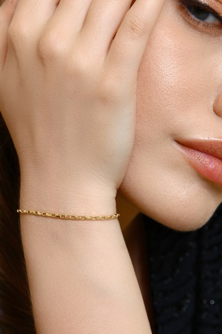 Altınkesesi Altın Parlak Zincir Bileklik Unisex - Sarı Sarı Altın