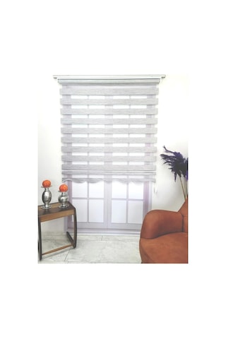 Gri Bambu Zebra Stor Perde Etek Dilimli