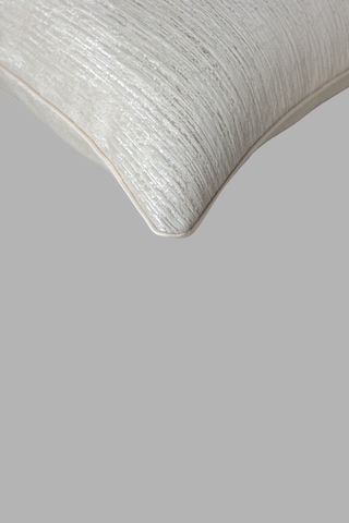 Kırlent Kılıfı Çizgili Desenli Jakarlı Dokuma Kumaş 2'li 45x45 Ve 35x50 Çift Taraflı Biyeli Krem