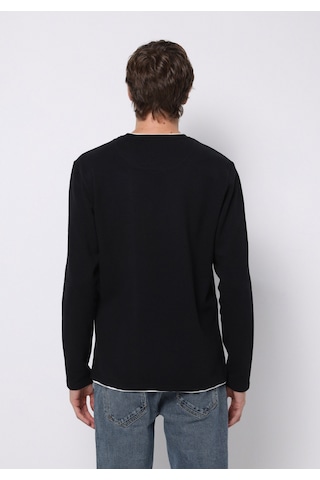 Colin's Colins Regular Fit Yuvarlak Yaka Jakarlı Erkek Siyah Uzun Kol Tişört Cl1076433 Q1.v1 Blk SIYAH