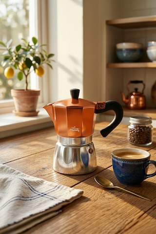 Any Morning Hes-6 Espresso Kahve Makinesi Alüminyum Moka Pot 240 Ml Bakır