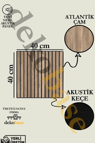 Atlantik Çam 10 Adet 40x40cm Yeni Nesil Akustik Ahşap Duvar Paneli