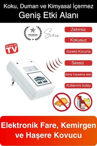 Elektronik Fare Ve Haşere Kovucu Uzaklaştırıcı Böcek Ultrasonik Sinek Örümcek Karınca Savar
