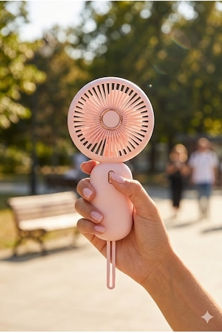Taşınabilir Mini El Fanı Şarjlı Vantilatör Pembe Type-c Fn-65
