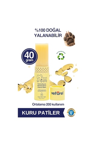 Veturel Kedi Köpek Pati Balm %100 Doğal Nemlendirici Stick Dirsek Burun Koruyucu Onarıcı Bakım - 40gr