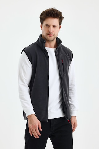 Monox Erkek Tam Fermuarlı Spor Polar Yelek Füme