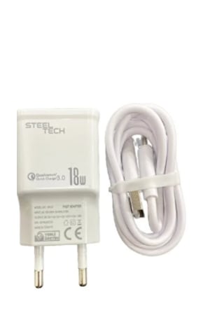 Steeltech 3.0a Usb Adaptör Usb & Type-c Şarj Kablosu 18w Qualcomm Hızlı Şarj Ve Akıllı Koruma 18W Şarj Seti (Adaptör+Kablo)