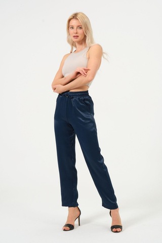 Rich Kadın Yüksek Bel Parlak Saten Pantalon Çok Renkli