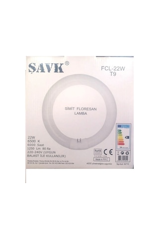 Şavk 22W Simit Floresan G10Q 22W/865