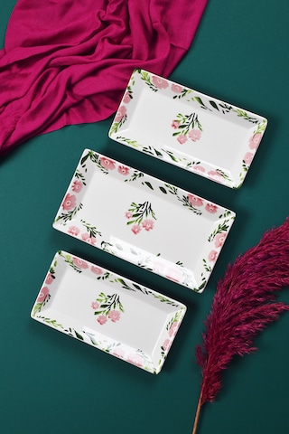 Piatti Naturali 3 Lü Bahar Seramik Kahvaltı Salata Çerezlik Seti Kayık Tabak