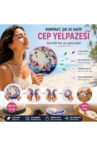 Bakgelal Katlanabilir Cep Yelpazesi 21 Cm Kılıflı Kore Yelpazesi Ultra Hafif, Katlanabilir, 10 Farklı Desen Seçeneği Plaj, Seyahat, Festival Ve Günlük Kullanım İçin - 03-11-000011