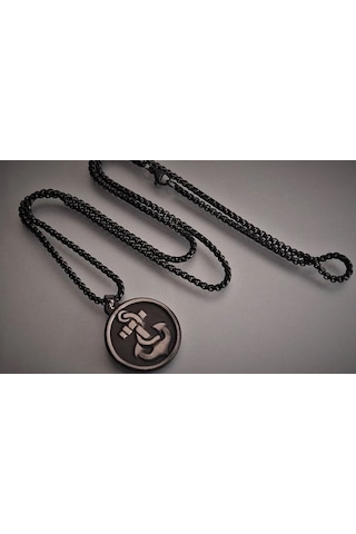 Antik Paslanmaz Çelik Denizci Çapa Erkek Kolye /60 Cm Zincirli Silver