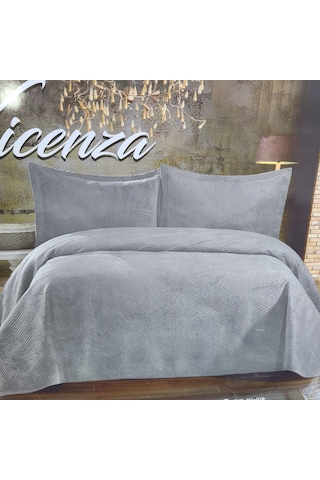Vicenza Çift Kişilik Tay Tüyü Yatak Örtüsü Gri