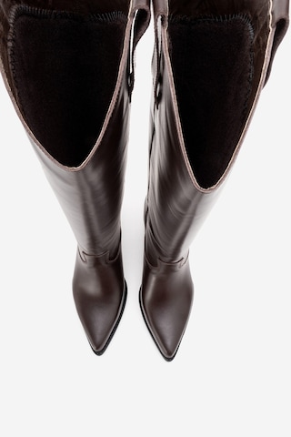 Luvishoes Anıa Kahverengi Cilt Hakiki Deri Kadın Western Çizme Kahverengi