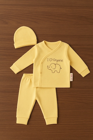 Tois Baby Organik Hastahane Çıkışı Bebek Takımı 0-3 Ay Sarı Renk Sarı