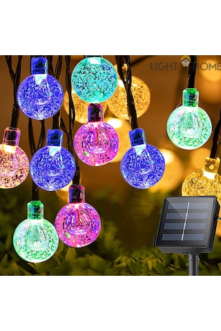 Lighthome Renkli Kristal Güneş Enerjili Solar Led Işık 50 Led 7 M