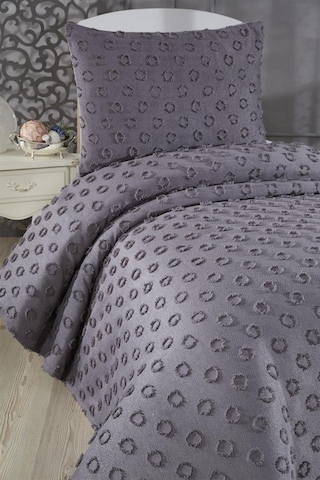 Çeyiz Diyarı Konik 2 Parça Tek Kişilik Pike Takımı Antrasit Antrasit