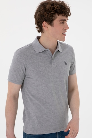 U.S. Polo Assn. Erkek Slim Fit Polo Yaka Gri Melanj Basic Tişört 50297984-VR086