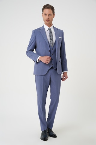Efor Slim Fit Esnek Çift Yırtmaç Yelekli Düz Klasik Havacı Mavi Takım Elbise Tk 901 Mavi