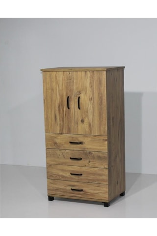 Buket 4 Çekmeceli Raflı Kapaklı Şifonyer 61x44x128 Demonte 001