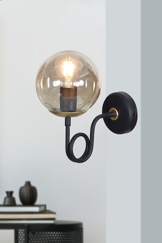 Luzarana Gali Sarı-siyah Metal Gövde Bal Rengi Camlı Tasarım Aplik