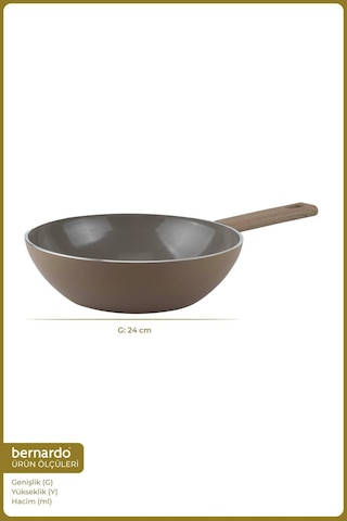 Bernardo Natura Seramik Wok Tava Kahverengi 24cm Bej - Kahverengi