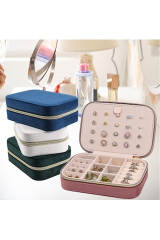 Mdl1-kadife Pembe Takı Kutusu Yeni Tasarım Fermuarlı Düzenleyici