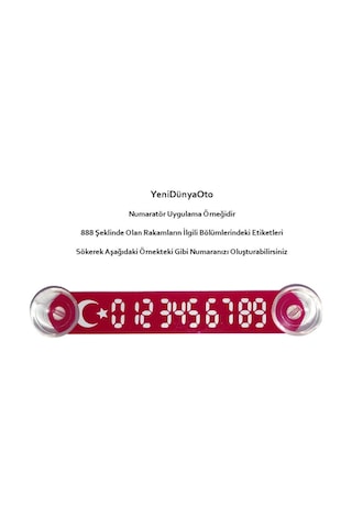 Kırmızı-beyaz Ay Yıldız Cama Vantuzlu Oto Araç İçi Telefon Numaratör,telefon No Gösterici ,ydnmr022