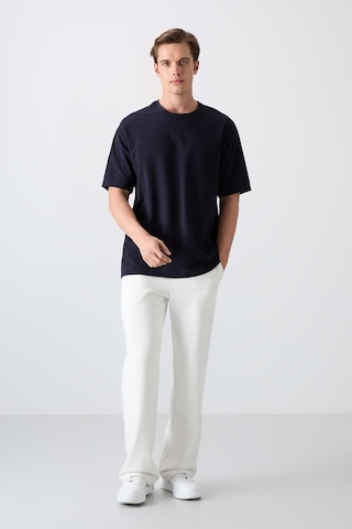 Tommy Life Lacivert Pamuklu Kalın Yumuşak Dokulu Oversize Fit Basic Erkek T-shirt - 88349 Lacivert