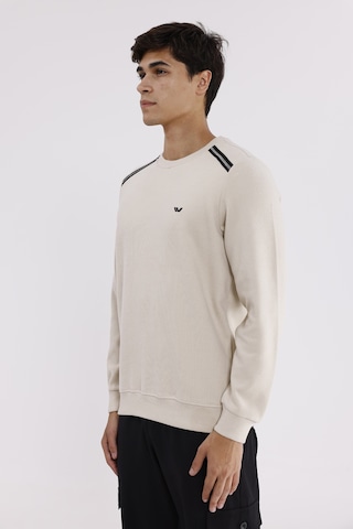 Rowinger Selanik Kumaş Yapılı Esnek Manşetli Konforlu Rahat Kesim Sweatshirt Beıge