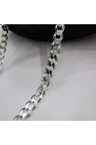 Vog 11mm Gürmet Zincir 925 Ayar Unisex Gümüş Kolye