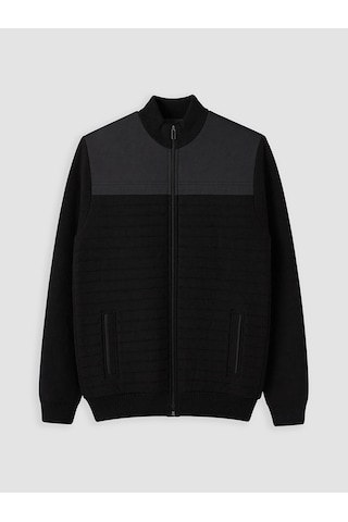 Lcwaıkıkı Classic Siyah Regular Fit Dik Yaka Erkek Triko Hırka