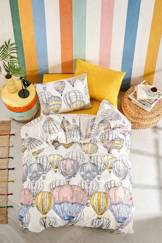 Çift Kişilik Lastikli Çarşaflı Nevresim Takımı 200x220 Cm Kapadokya Balon Desenli Balondesen