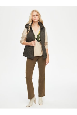 Patch Cep Detaylı Kapüşonlu Kapitone Yelek 69456 U6945654 Haki