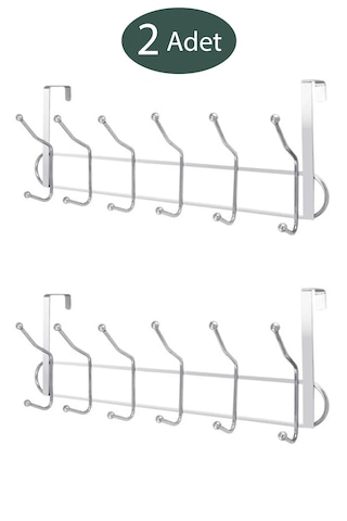 2 Adet Kapı Arkası Askılık 12li Metal Askı Metal