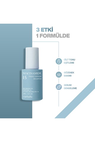 V'anhalla %15 Niacinamide Serum Gözenek Sıkılaştırıcı Sebum Dengeleyici Aydınlatıcı Serum 30 ML
