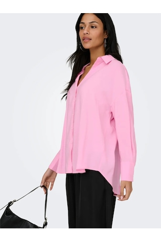 Only Onlzazima L/s Loose Wvn Noos Kadın Gömlek 15272523 Pembe