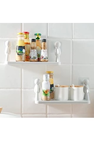 İnsan Figürlü Yapışkanlı Çok Amaçlı Duvar Rafı Çok Renkli