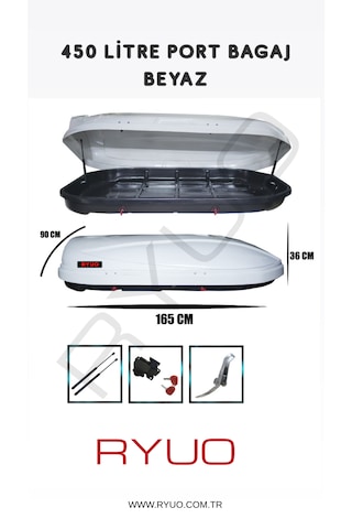 Ryuo Araç Üstü Tabut Port Bagaj 450 Litre Beyaz Ryuo Araç Üstü Tabut Port Bagaj 450 Litre Beyaz