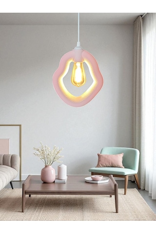 Bohem Beton Görünümlü Modern Minimalist Avize Ayarlı E27 Duy Salon Mutfak Yatak Odası Ofis Kafe Pastel Pembe