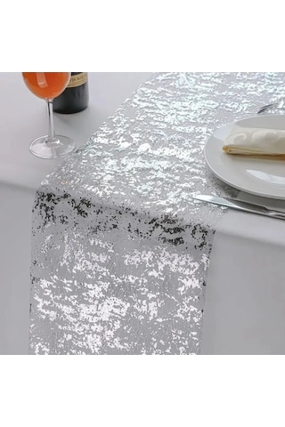 Ulzyvf Lüks Altın Desen Masa Örtüsü Şeridi - 28x270cm Dıy Dekor Gümüş, Şık Desen Gümüş