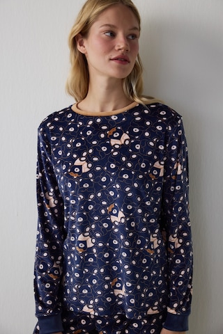 Penti Lacivert Ayı Desenli Sweatshirt Termal Etkili Pijama Üstü Lacivert